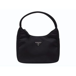 Prada Hobo One Shoulder Hobo bag triangle logo triangular plate black